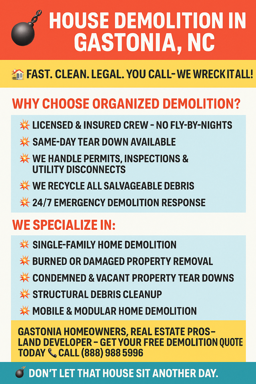 House Demolition In Gastonia NC