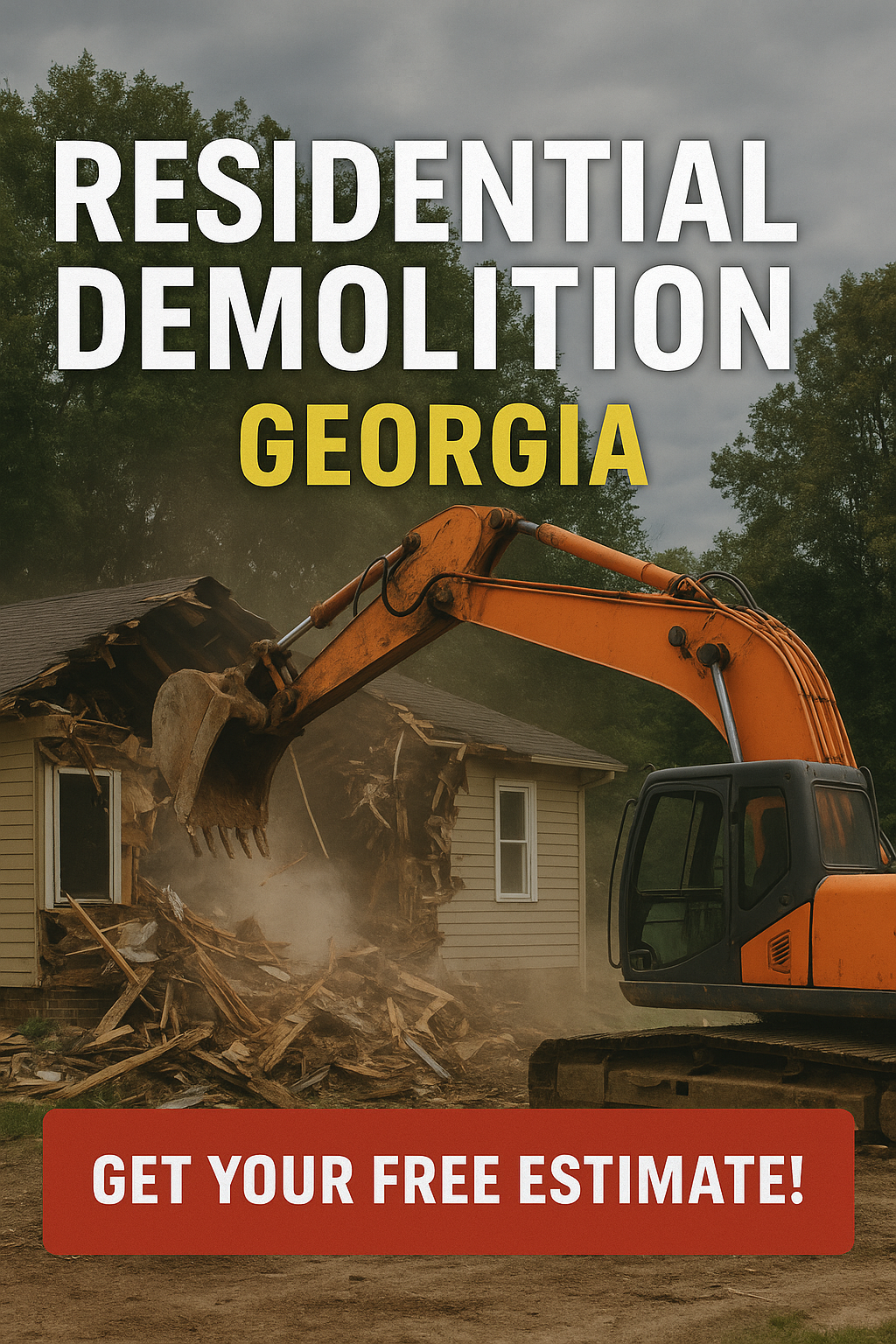Residential demolition in Georgia by Demolition Don.